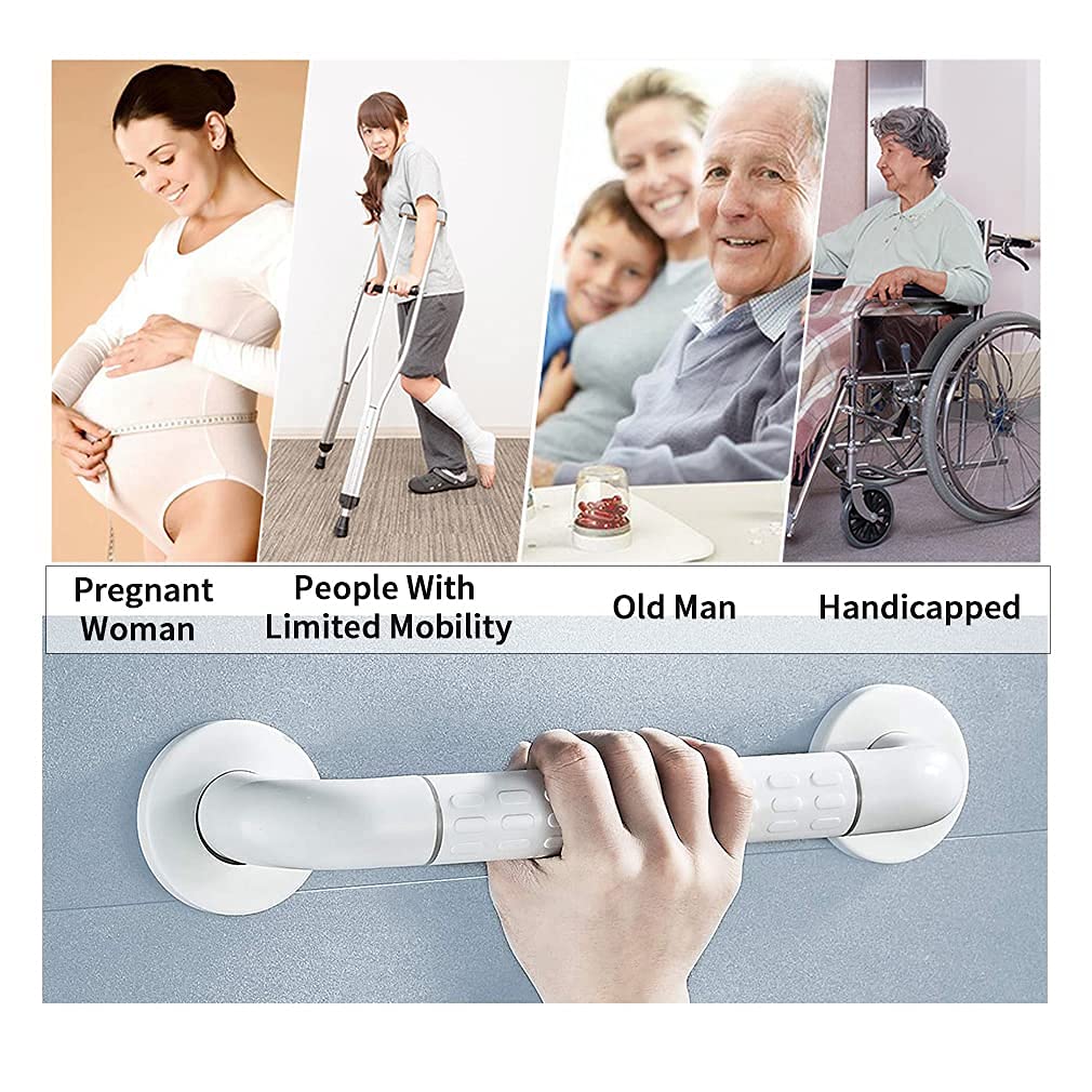 Corrimano Bianco Doccia Brab Bar Sicurezza Safety Bathroom Maniglia Anziana Antiscivolo Guida a Mano, Supporto per Pareti in Acciaio Inox, Handicap, Anziani, Infortunio, Assist Anziano Man