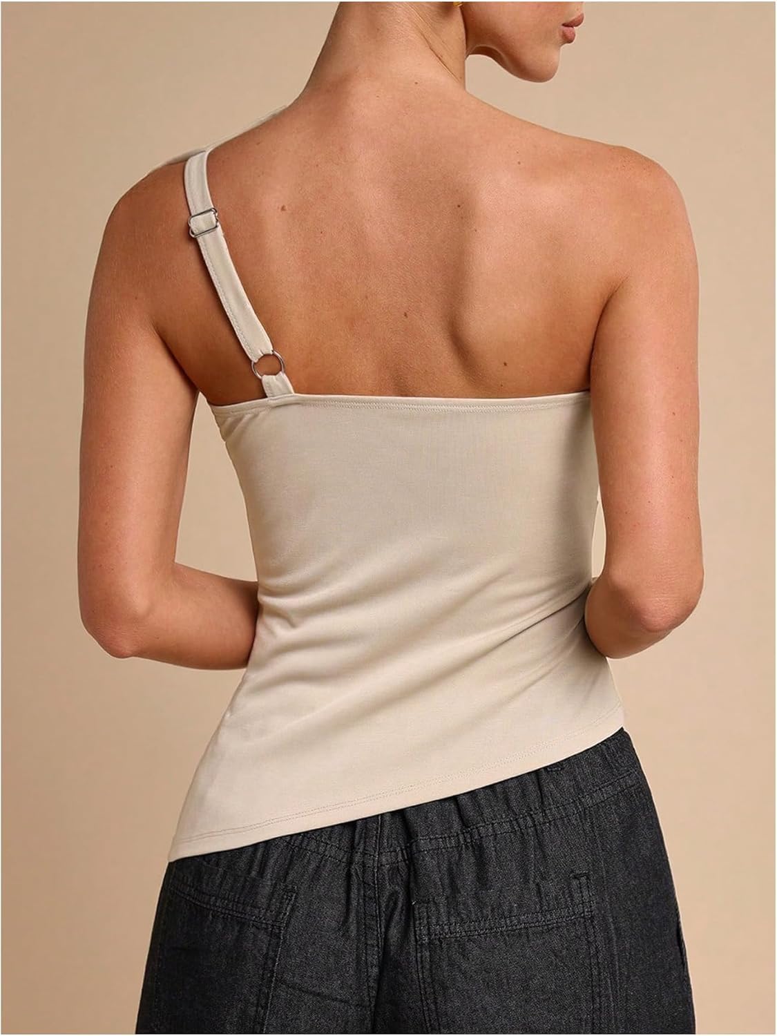 WDIRARA Women's Bowknot Ruched Tank Tops Sleeveless Asymmetrical Fitted Tops - Image 3
