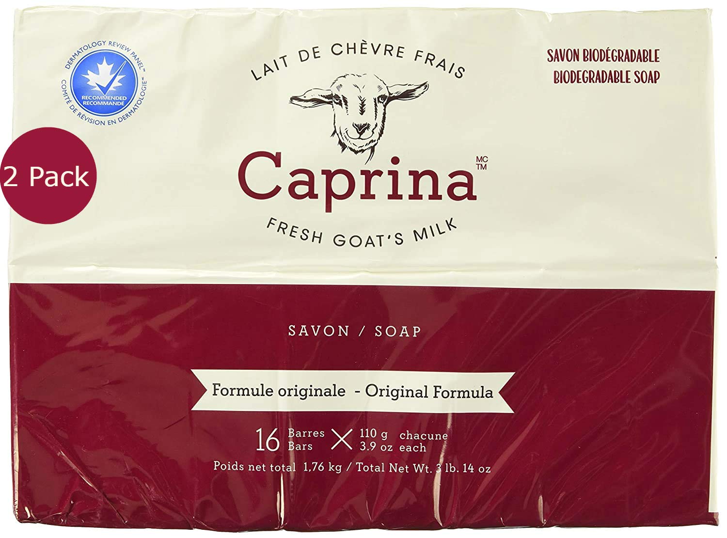 Caprina Canus Original Formula Fresh Goat's Milk Soap, 32 bars