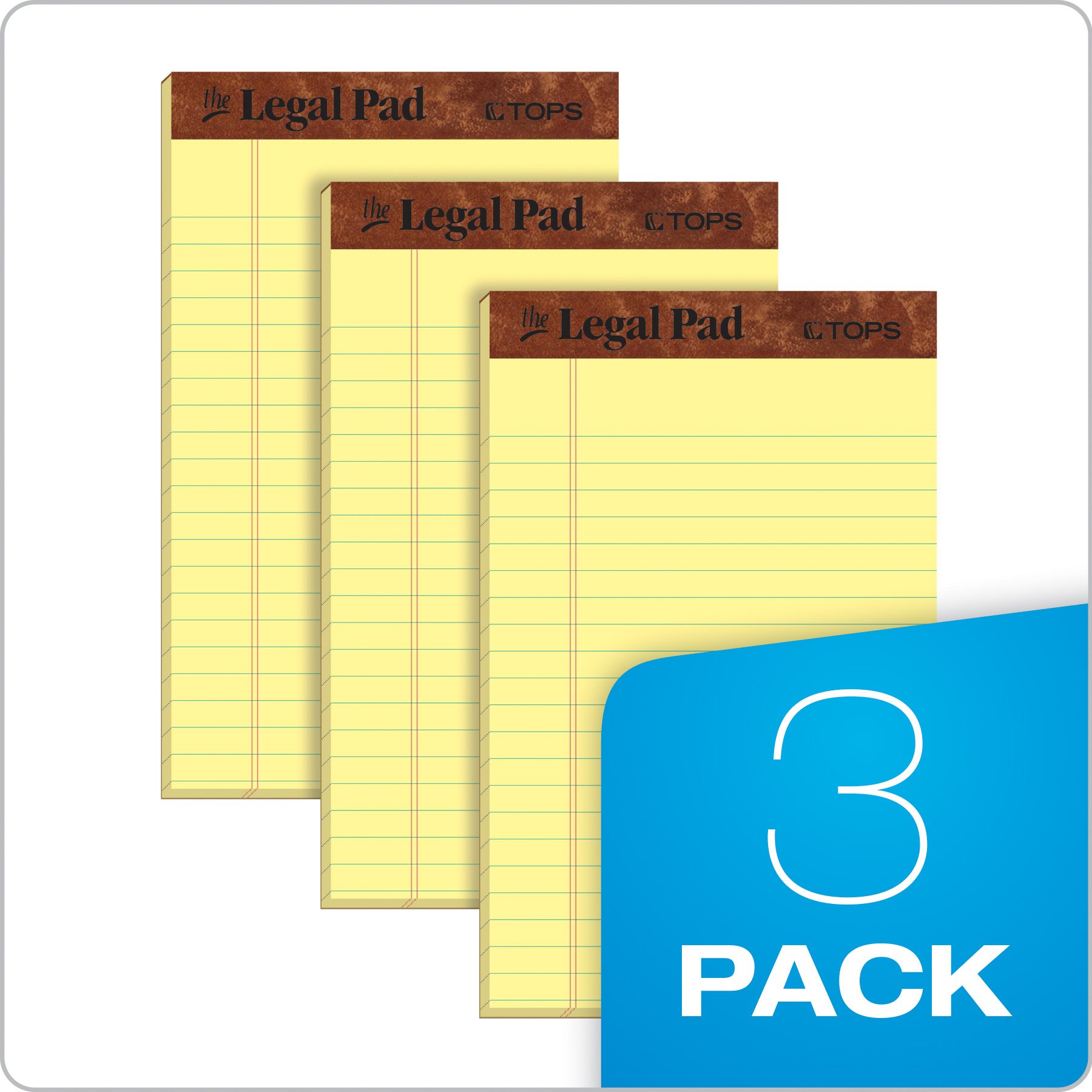 TOPS The Legal Pad 5 x 8 Inches Perforated Canary Narrow Rule 50 Sheets Pad 3 Packs (75013)