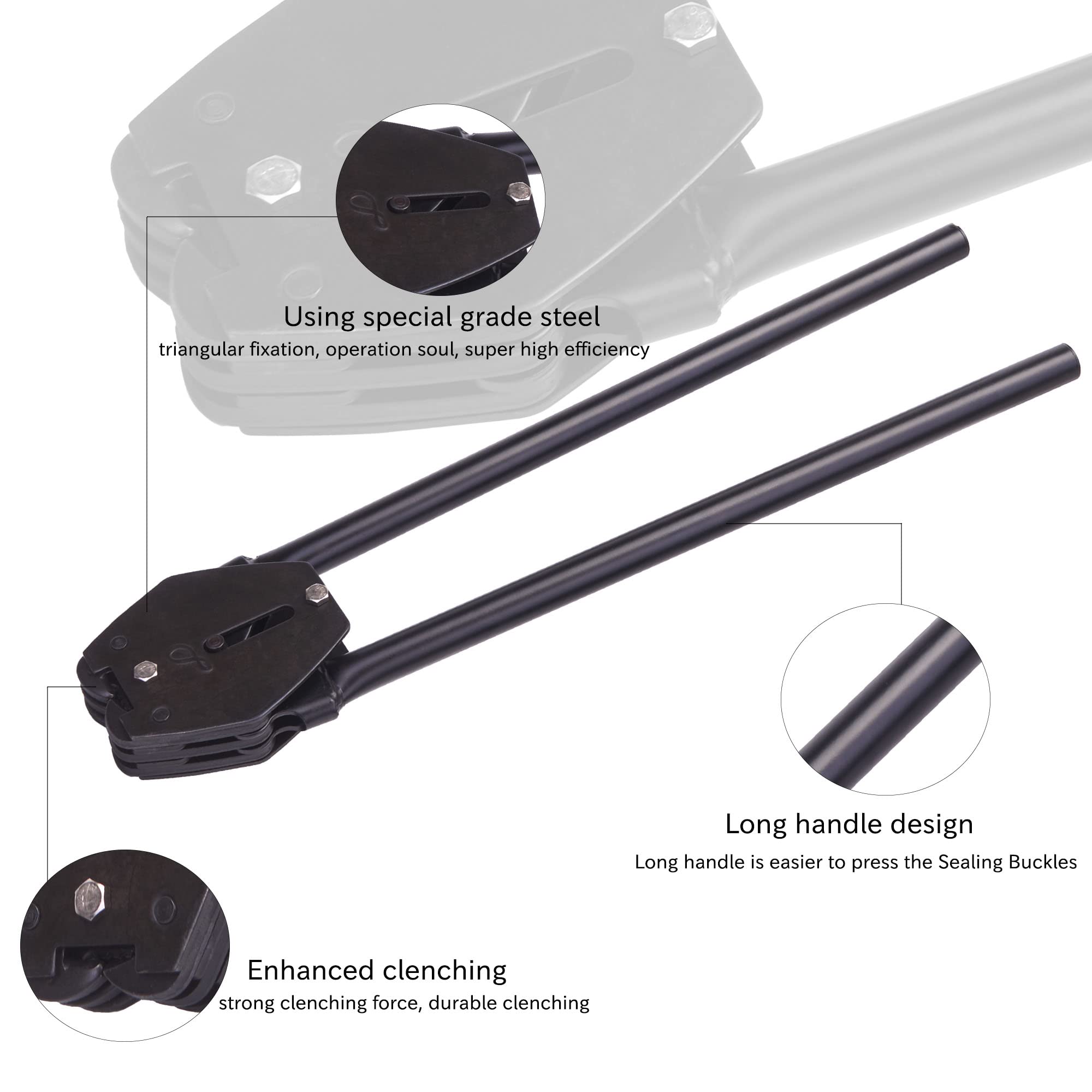 Kit di reggiatura per Pallet con tenditore per reggetta in Poliestere (Pet), Rotolo di reggetta in Poliestere (Pet) da 300 Piedi e 5/8" e 50 sigilli in Acciaio