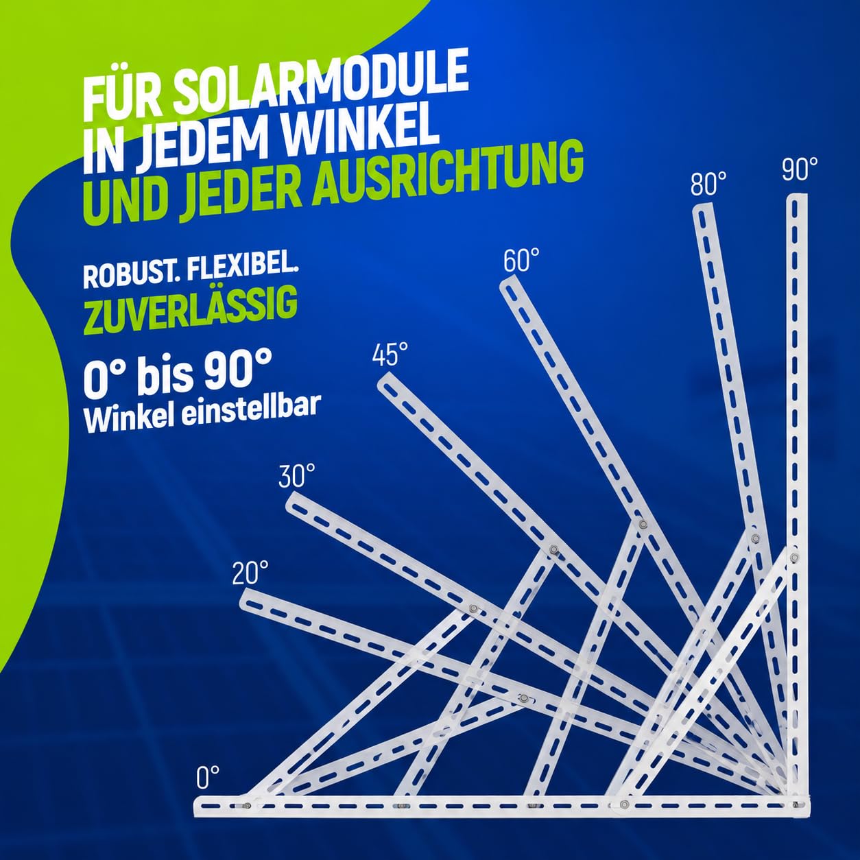 2 unidades de carpa - Soporte para paneles solares de balcón de hasta 117 cm (46") Ángulo Ajustable 0-90°, Barandillas de inclinación robustas para paneles solares de balcón (para 2 paneles solares