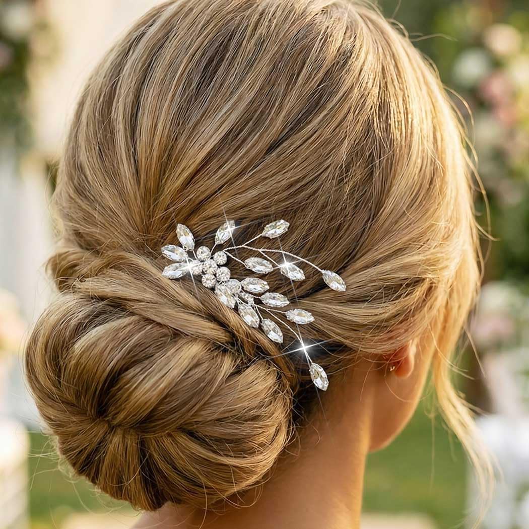 CASDRE Rhinestone Wedding Hair Comb Crystal Hair Accessories for Women (A Silver) - Image 2