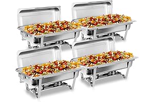 8 Qt Stainless Steel 4 Pack Full Size Chafer Dish For Catering Events