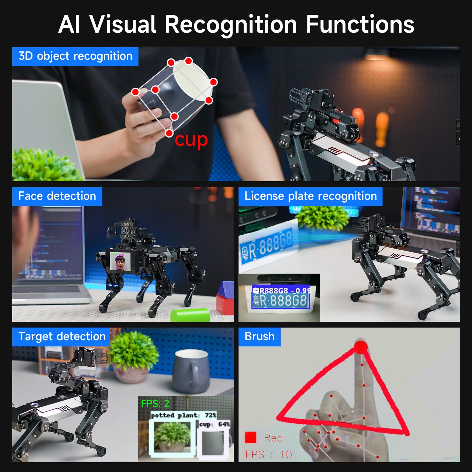 Yahboom AI Embodied Intelligent Robot Dog, 15DOF, Programming Education AI Roboterhund with Robotic Arms, Thinking Roboter Hund, APP Controlled Visual Recognition Robot Pet (DOGZILLA-LITE with Pi CM4)
