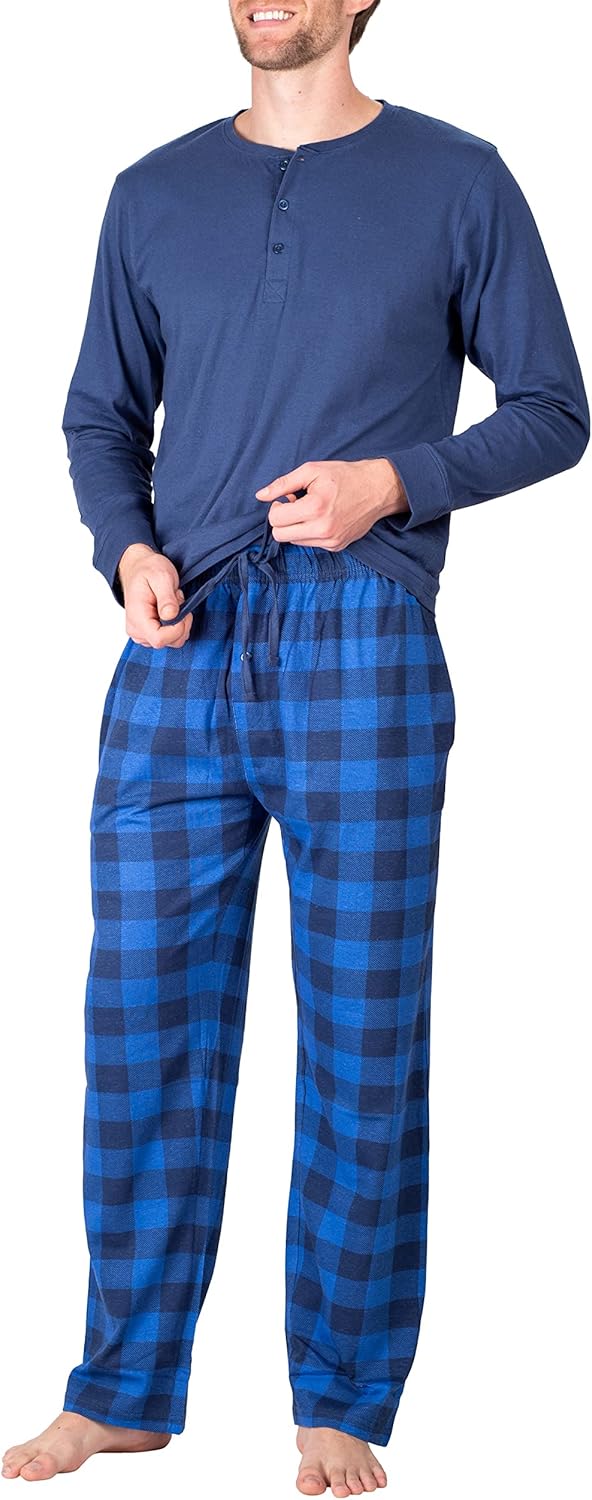 Men’s Pajama Set – Breathable Long Sleeve Shirt & Soft Cotton Lounge Pants – Year-Round Sleepwear - Image 5
