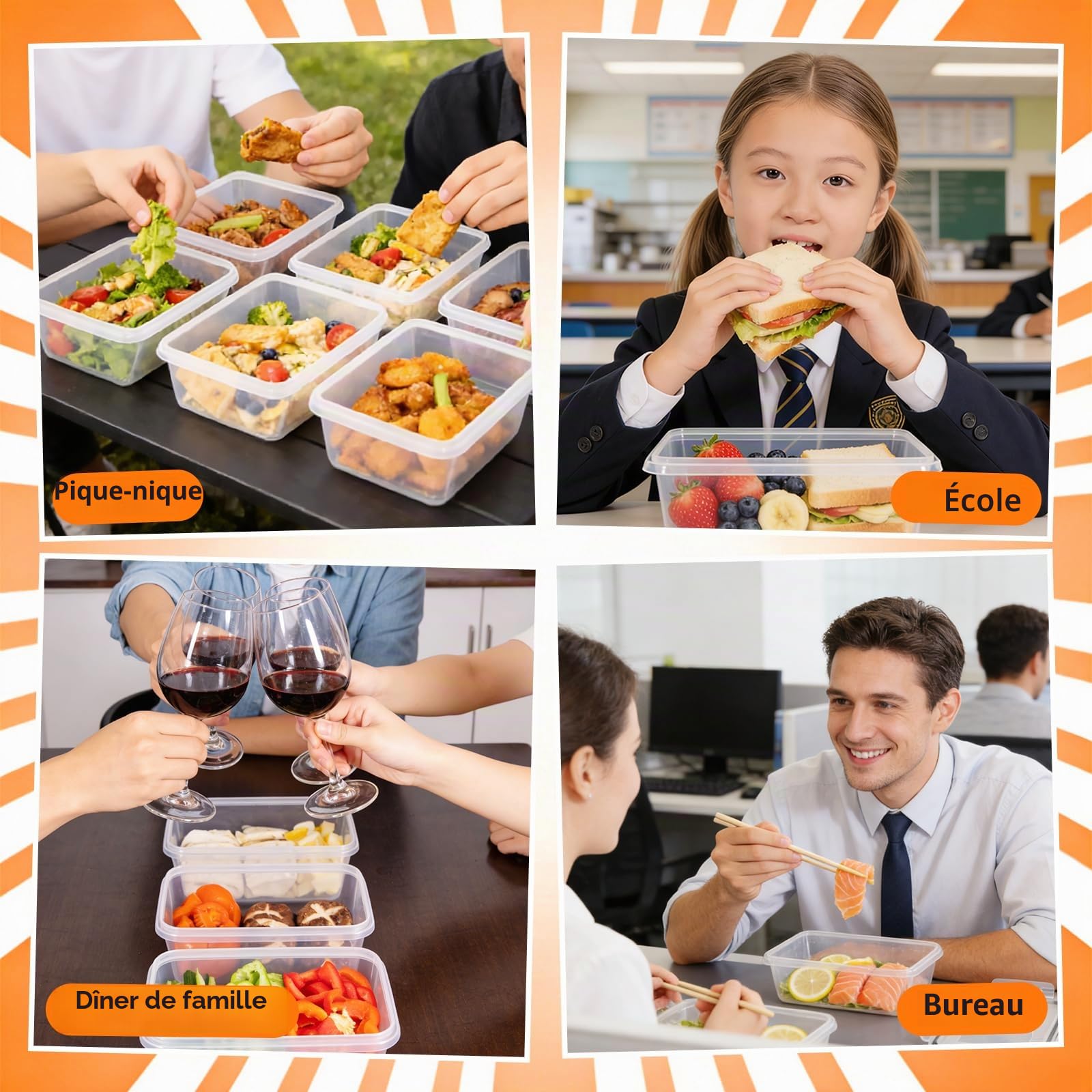 Boîte Conservation Alimentaire, 10 Pièces De 1l, Boîte Alimentaire Sans Bpa, Plastique Boîte Hermetique Alimentaire, 100% Étanche, Pour Congélateur, Frigo, Micro-Ondes & Repas à Emporter