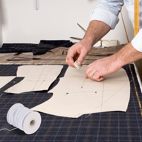 Miniatura 29 de Banda elástica plana para costura, 1/4 de pulgada, 50 yardas de alta elasticidad, cuerda elástica blanca, carrete elástico de punto para coser Blanco