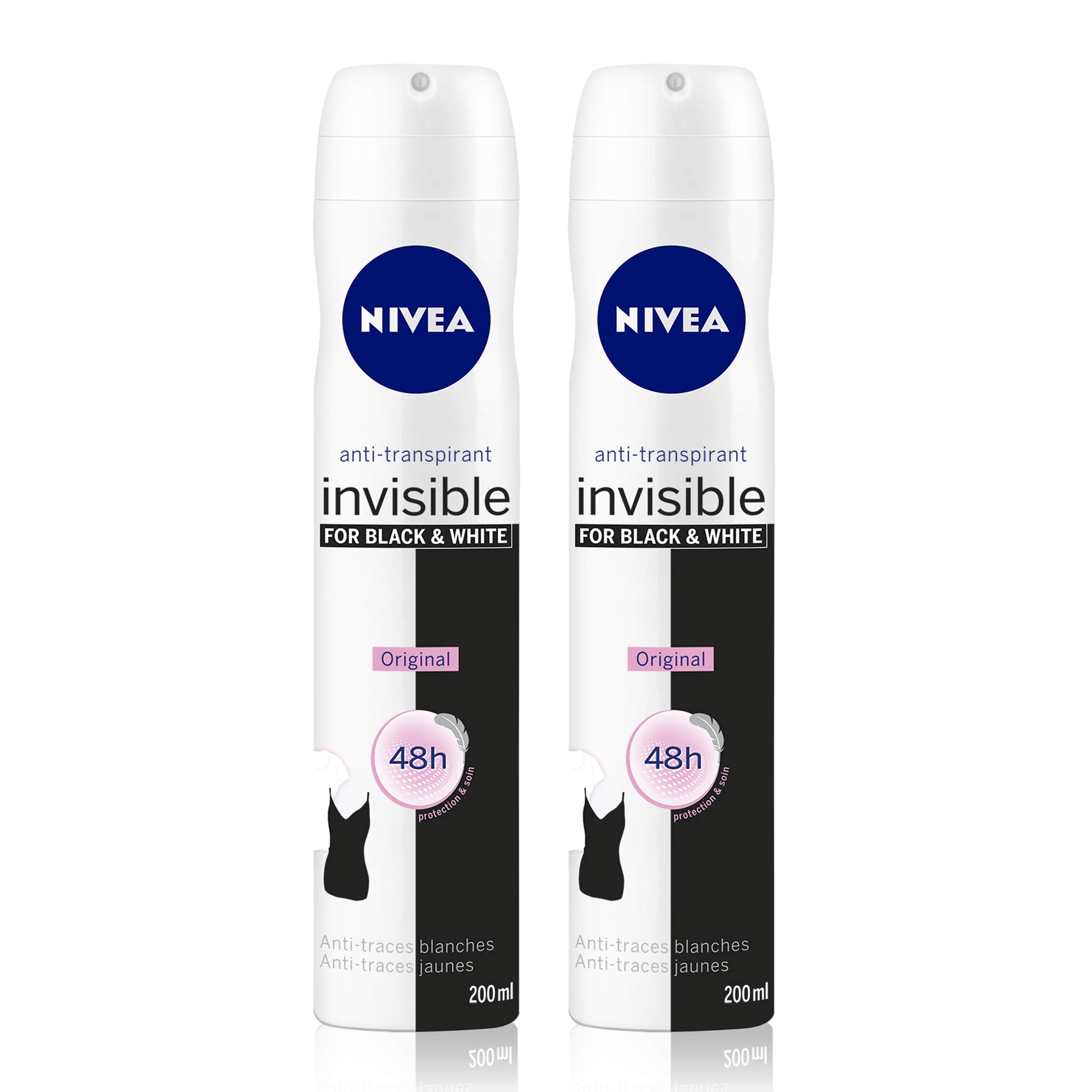 Nivea Invisible Black and White Clear Deodorant 200ml (Pack of 2)