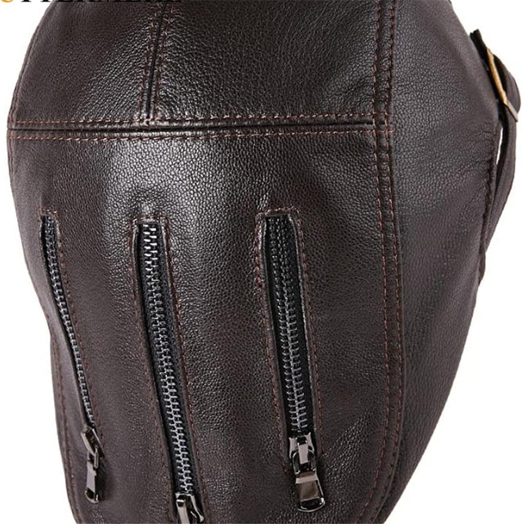 Berets for Men Leather Flat Caps Male Adjustable Ivy Cap Zipper