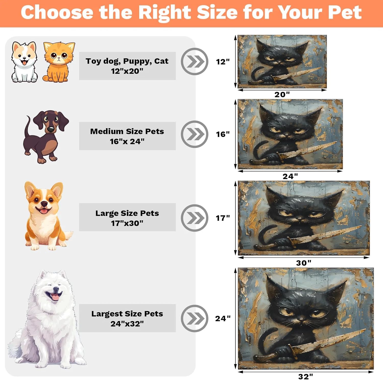 Hexteria Oil Painting Black Cats Dog Cat Food Mat 24 x 32 in Absorbent Leakproof Pet Feeding Mat for Food and Water Bowl Non Slip No Stains Pet Placemat