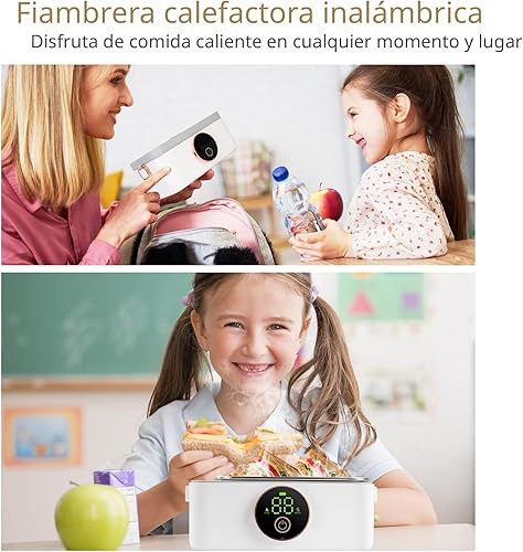 Miniatura 3 de Iridesc Fiambrera autocalentable, lonchera de 1 litro con calefacción automática, batería recargable de 16000 mAh, calentamiento rápido, diseñada