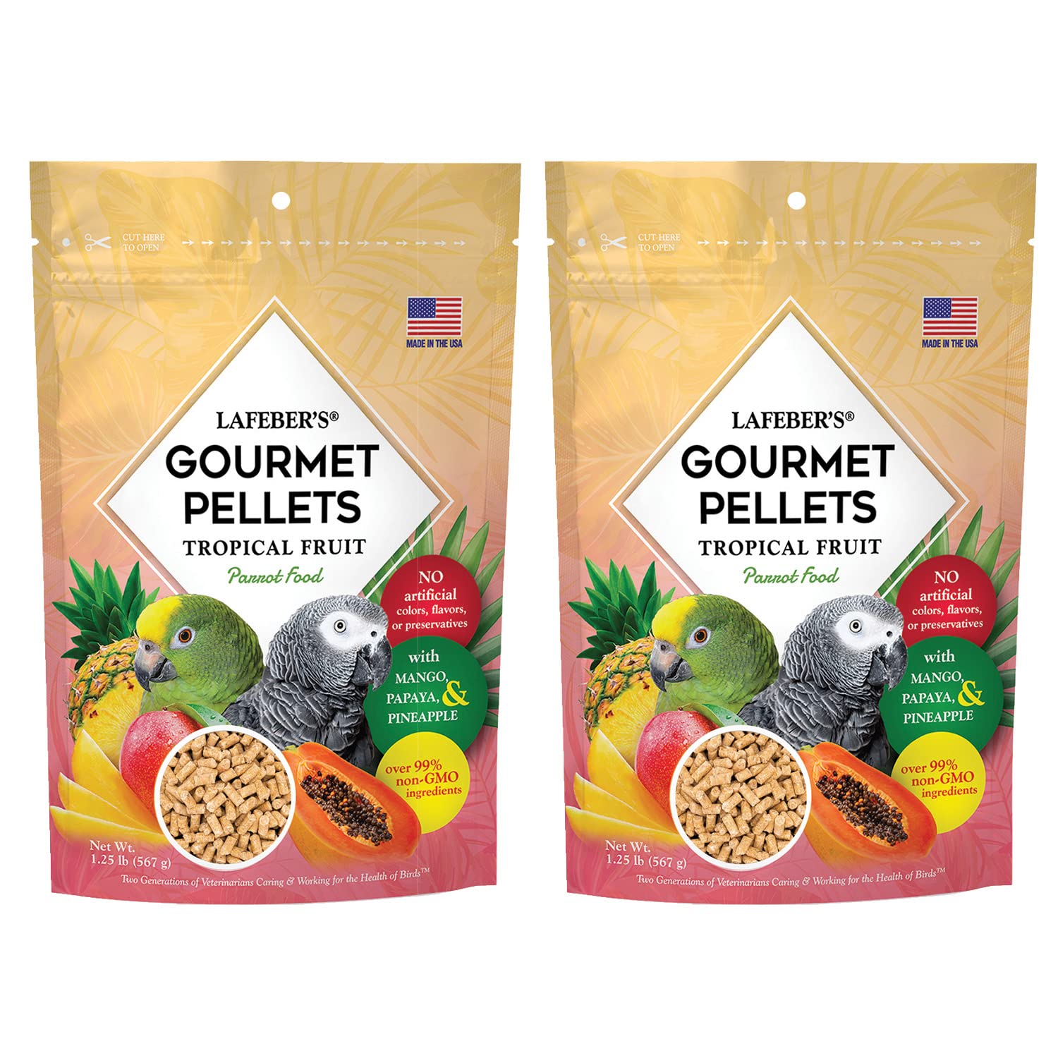 LAFEBER'S Parrot Pellets (Tropical Fruit, 1.25 Ib Pack of 2)