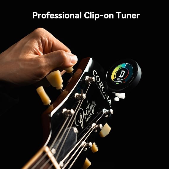 Cherub WST-915Li Rechargeable Guitar Tuner, 6 User-Customizable Displays Clip On Tuner for Guitar, Bass, Ukulele, Guitars Accessories