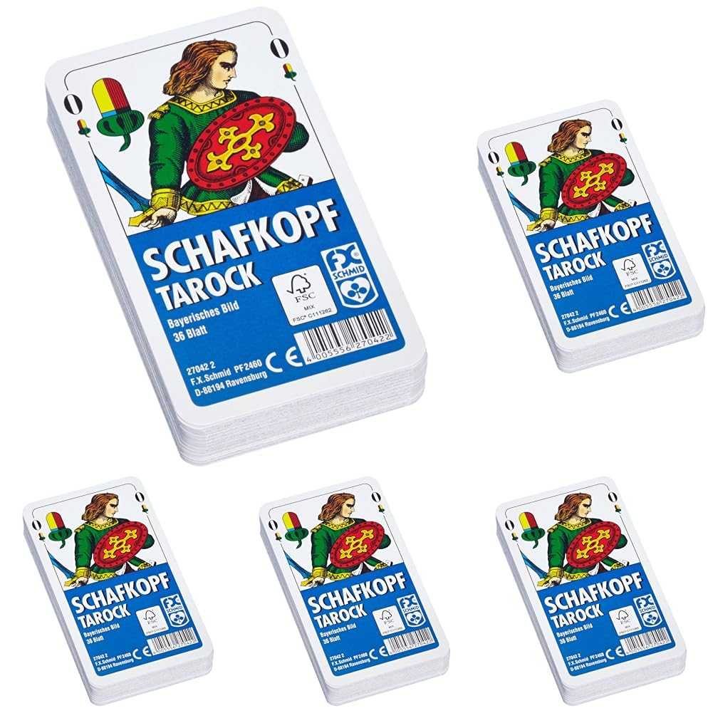 Ravensburger 27042 - Schafkopf/Tarock, Bayrisches Bild, 36 Karten in Klarsicht-Box (Packung mit 5)