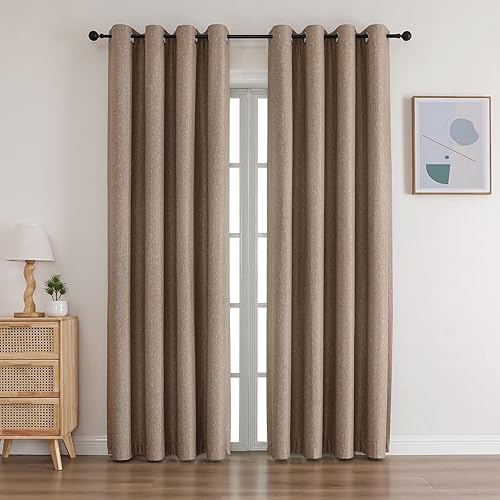 Juego de 2 paneles de cortinas opacas de 84 pulgadas de largo, cortinas largas con aislamiento térmico, cortinas de oscurecimiento de habitación con