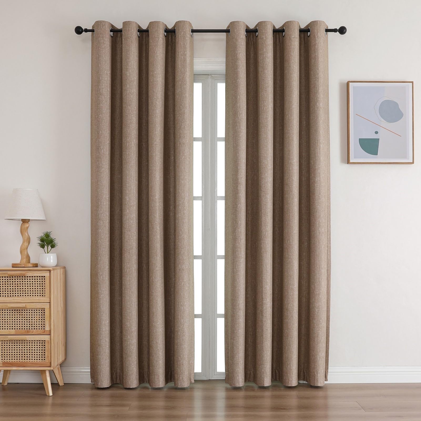 Flyfun Blackout Curtains 84 Inch Length 2 Panels Set, Thermal Insulated Long Curtains, Room Darkening Grommet Curtains for Living Room Bedroom Window