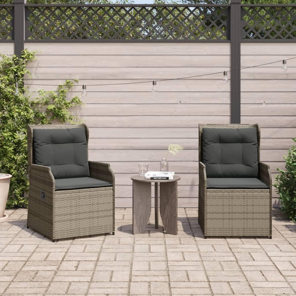 Poltrona da giardino con cuscino, 2 pezzi, regolabile, in rattan sintetico, resistente ai raggi UV, portata 110 kg, per giardino, terrazza ed esterni