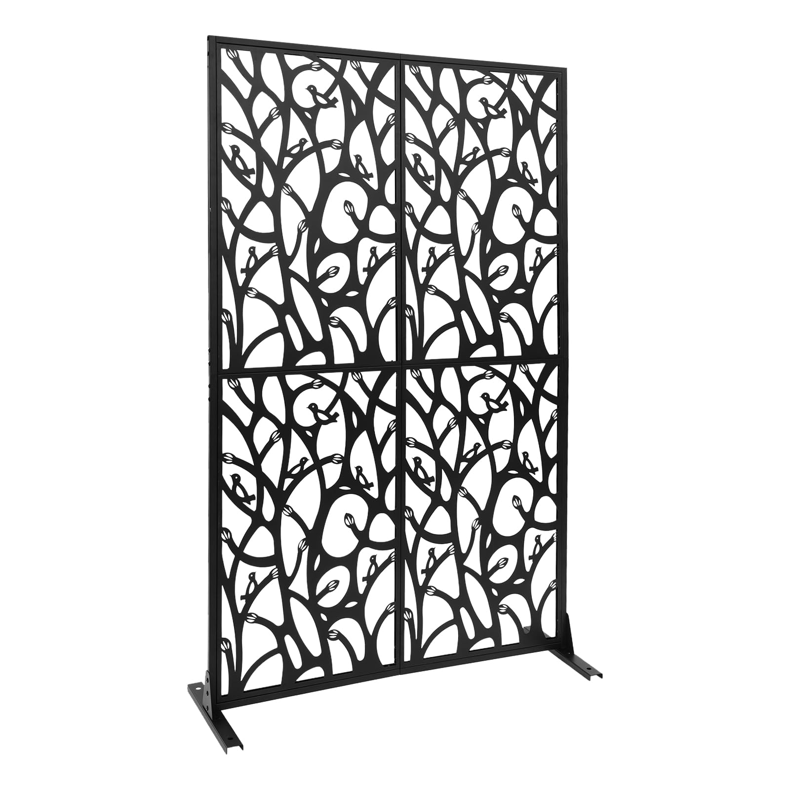 Paravento per esterni, 115 x 40 x 183 cm, divisorio decorativo per balcone, terrazza, interni, vasca idromassaggio, colore nero