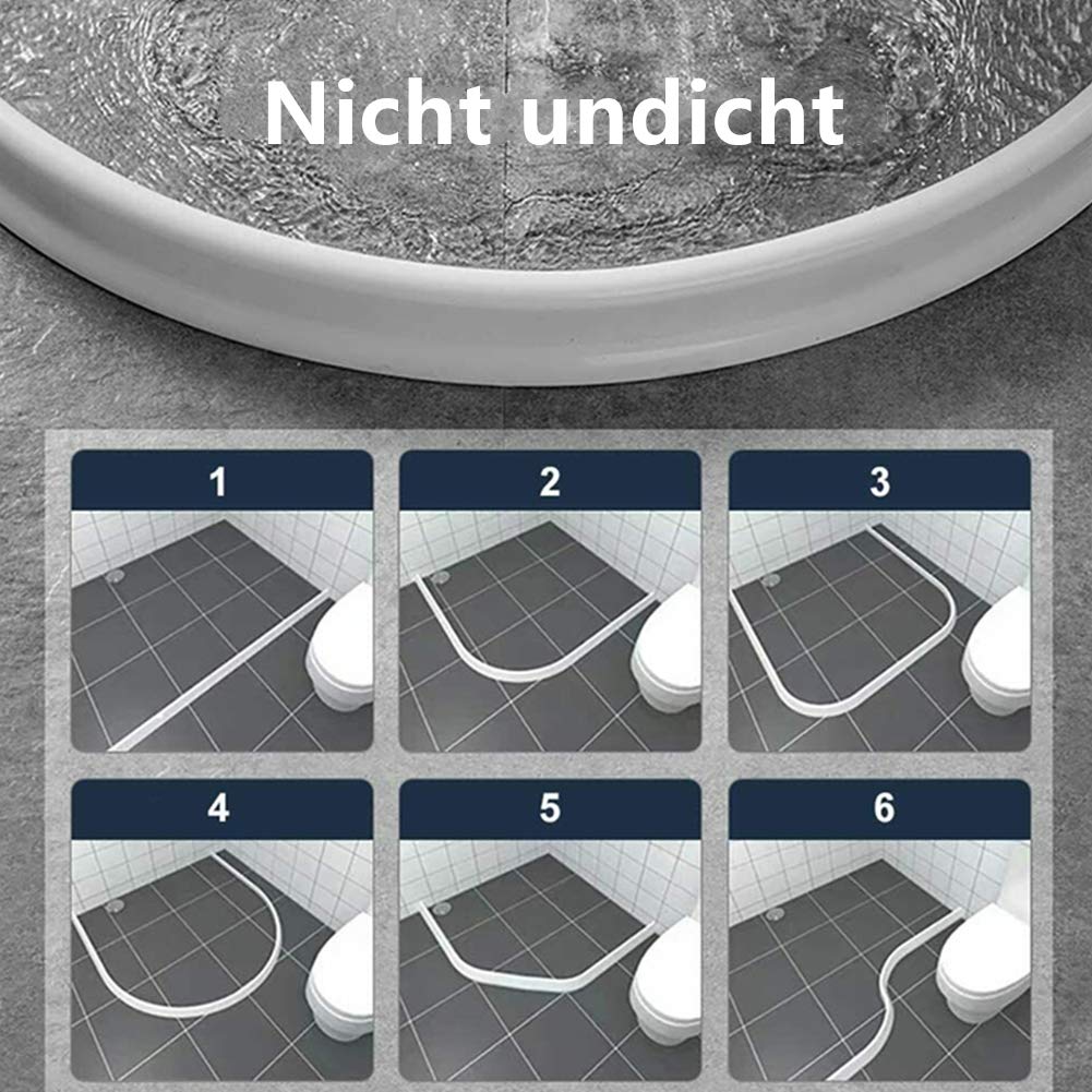 Barrera de agua para baño tiras de silicona para mampara de ducha juntas flexibles de silicona para cabinas de ducha barrera de agua para baño para separación en seco y mojado color blanco (200 cm)