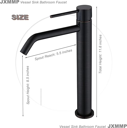 Miniatura 9 de Chrome Tall Bathroom Faucet with Sink Drain and Supply Lines, JXMMP Single Handle Vessel Sink Faucet Chrome Single Hole, Stainless Steel Vessel