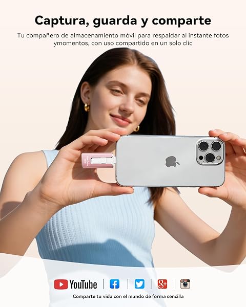 Pendrive para lPhone 32GB con Certificación MFi, Memoria USB 3.0 3 en 1,Rosa Claro - 4