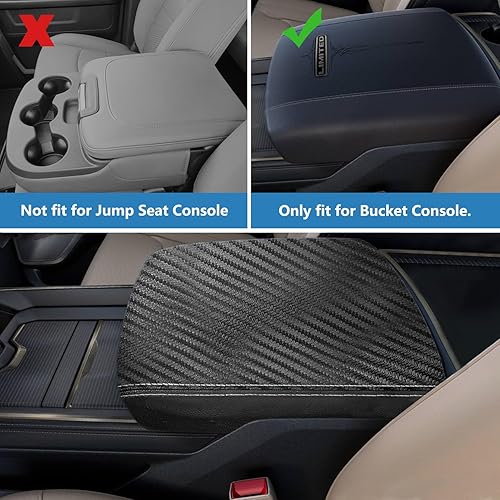 Miniatura 4 de Funda para reposabrazos de consola central adecuada para Dodge Ram 1500 2500 3500 2019-2023 con asiento de cubo, protector de cuero antiarañazos