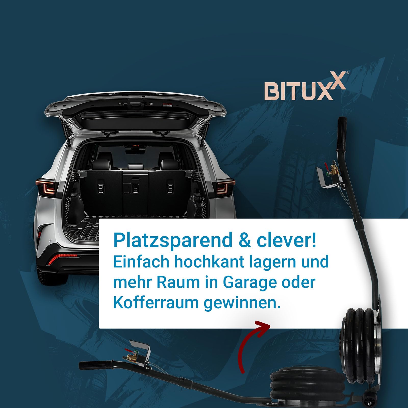 BITUXX Pneumatischer Wagenheber Druckluftwagenheber Luftkissen Autoheber für KFZ Auto bis 3000Kg 3T Schwarz