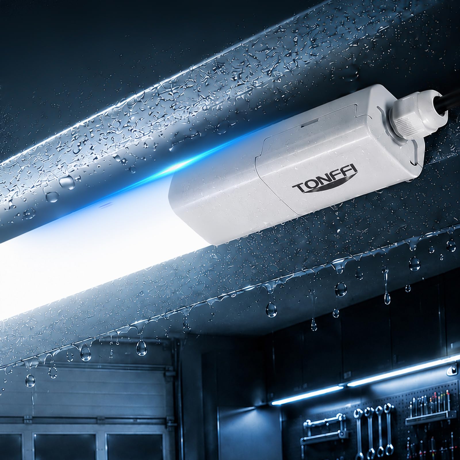 TONFFI LED Feuchtraumleuchte 150cm, 60W 7000LM IP65 Feuchtraumlampe, 6000K Kaltweiß Röhre Deckenleuchte, Wannenleuchte Verbindbare für Garage Werkstatt Keller Bad Büro Feuchtraum