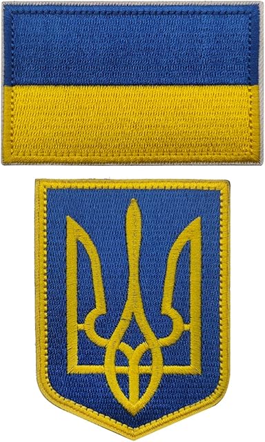 Ohrong 2 Pack Ukraine Flag Patch-Coat of Arms- Embroidered Sew on Crest Ukrainian Tactical Military Morale Badges UKR Flag Armband Emblems (Color 1)