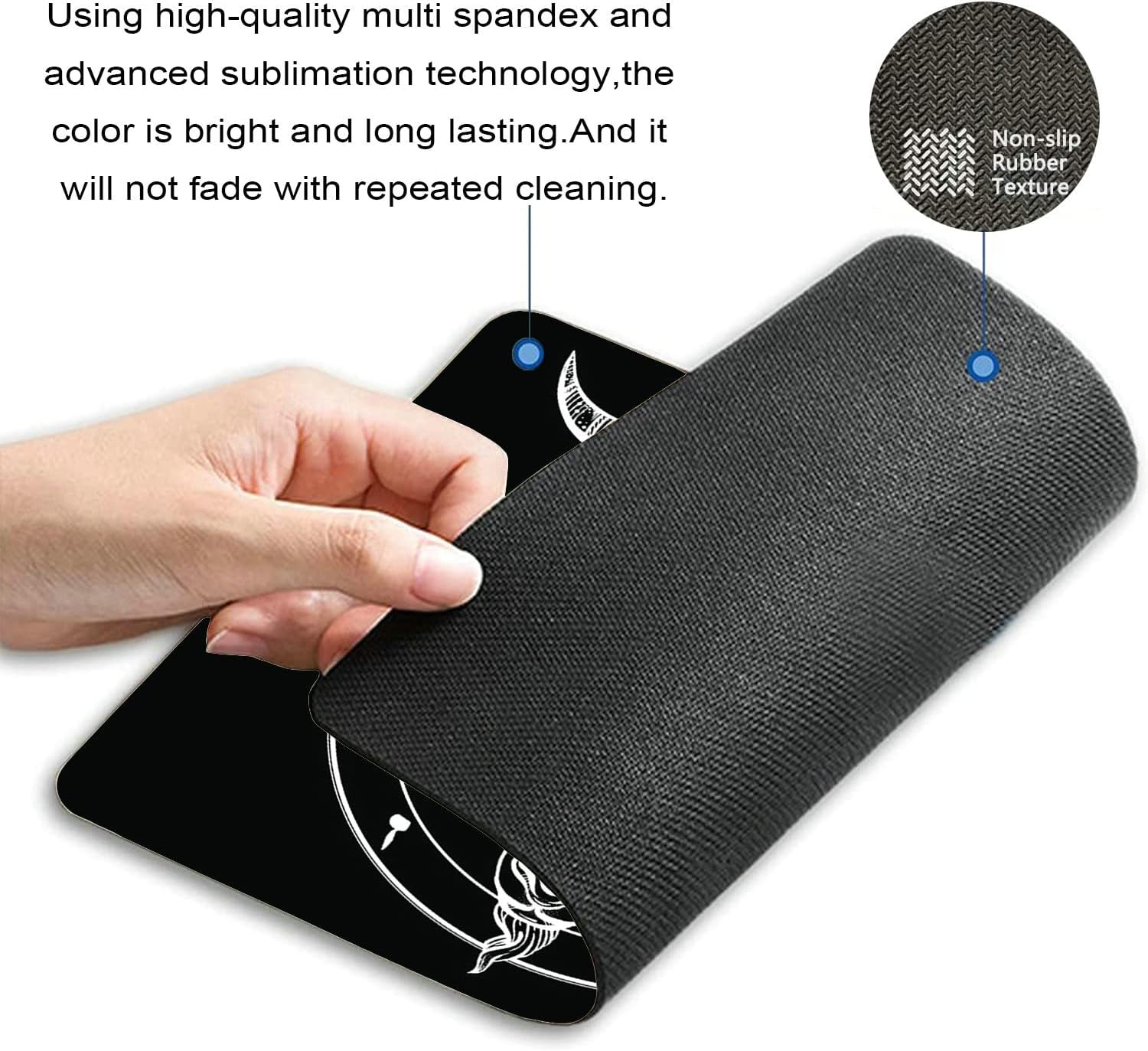 Mouse Pad, Pentagram with Demon Goat Head Binary Symbol Tattoo Retro Music Mouse Pad, Mouse Mat Square Mouse Pad Non-Slip Rubber Base MousePads for Office Laptop, 9.5"x7.9"x0.12" Inch image 3