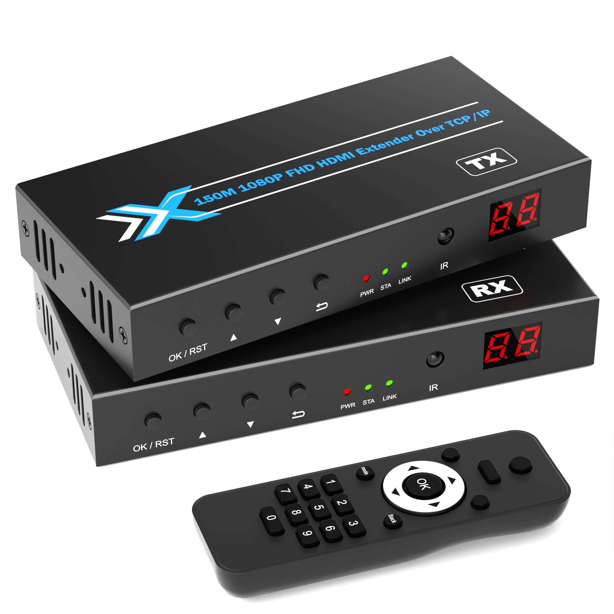 150m HDMI KVM Extender Over TCP/IP, Many-to-Many Over Enthernet Switch, 1080P@60Hz, USB Keyboard Mouse, IR Remote, Individual Audio, Multi-Point Over Ethernet, HDMI 1.3/HDCP 1.2, EDID Copy，Plug&amp;Play