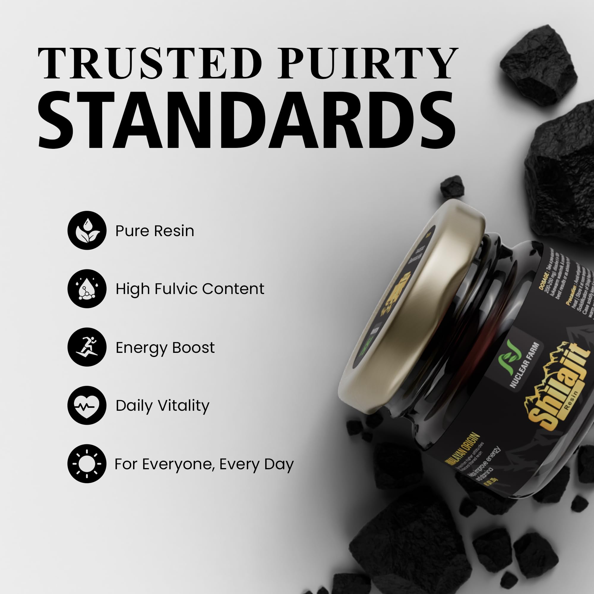 Nuclear Farm Shilajit Resin, Himalayan Pure Mineral Supplement for Energy and Stamina, 20g, 40 Servings, Triple Purified, Adult 3