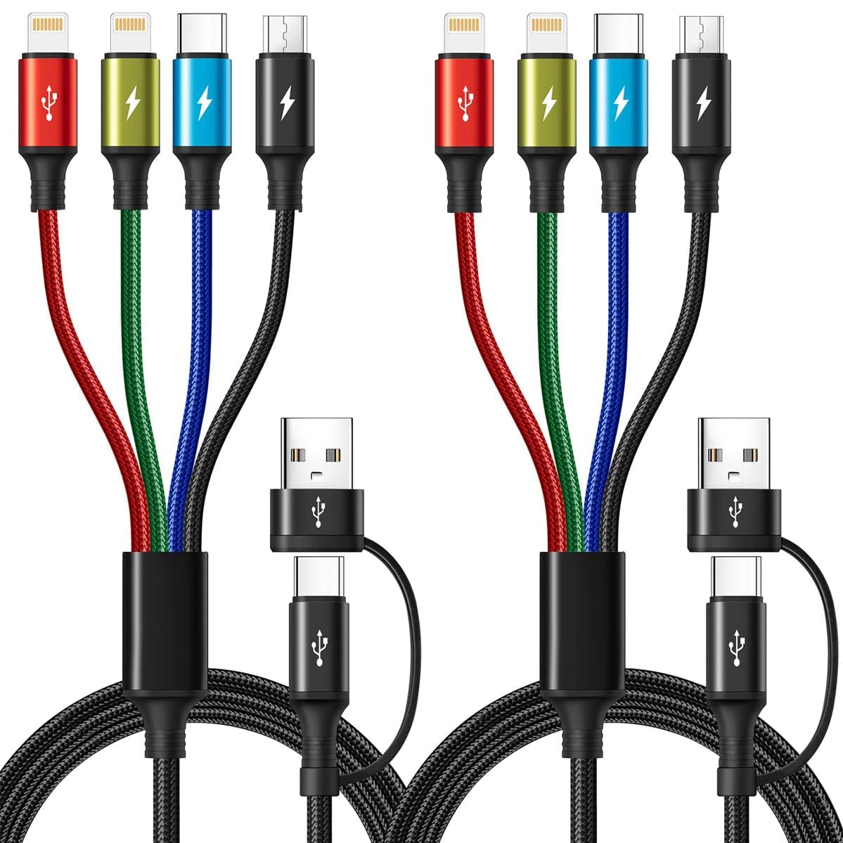 Photo 1 of 6 in 1 Multiple Charging Cable,USB A/C Universal Charger Cable 2 Pack 6Ft