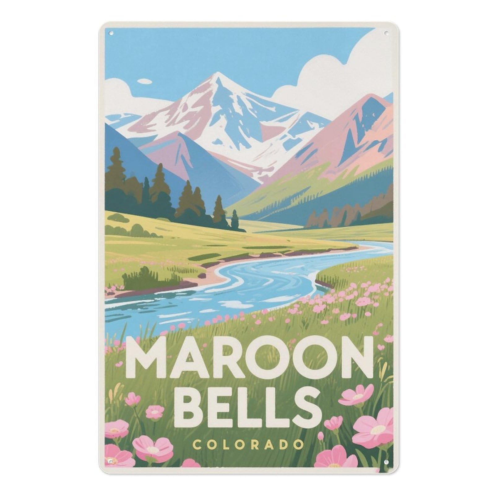 Bells Colorado Retro Design Tin Painting Vintage Tin Sign 08x12inch(20x30cm) Wall Art for Home Office Bedroom Living Room Cafes Wall Decor