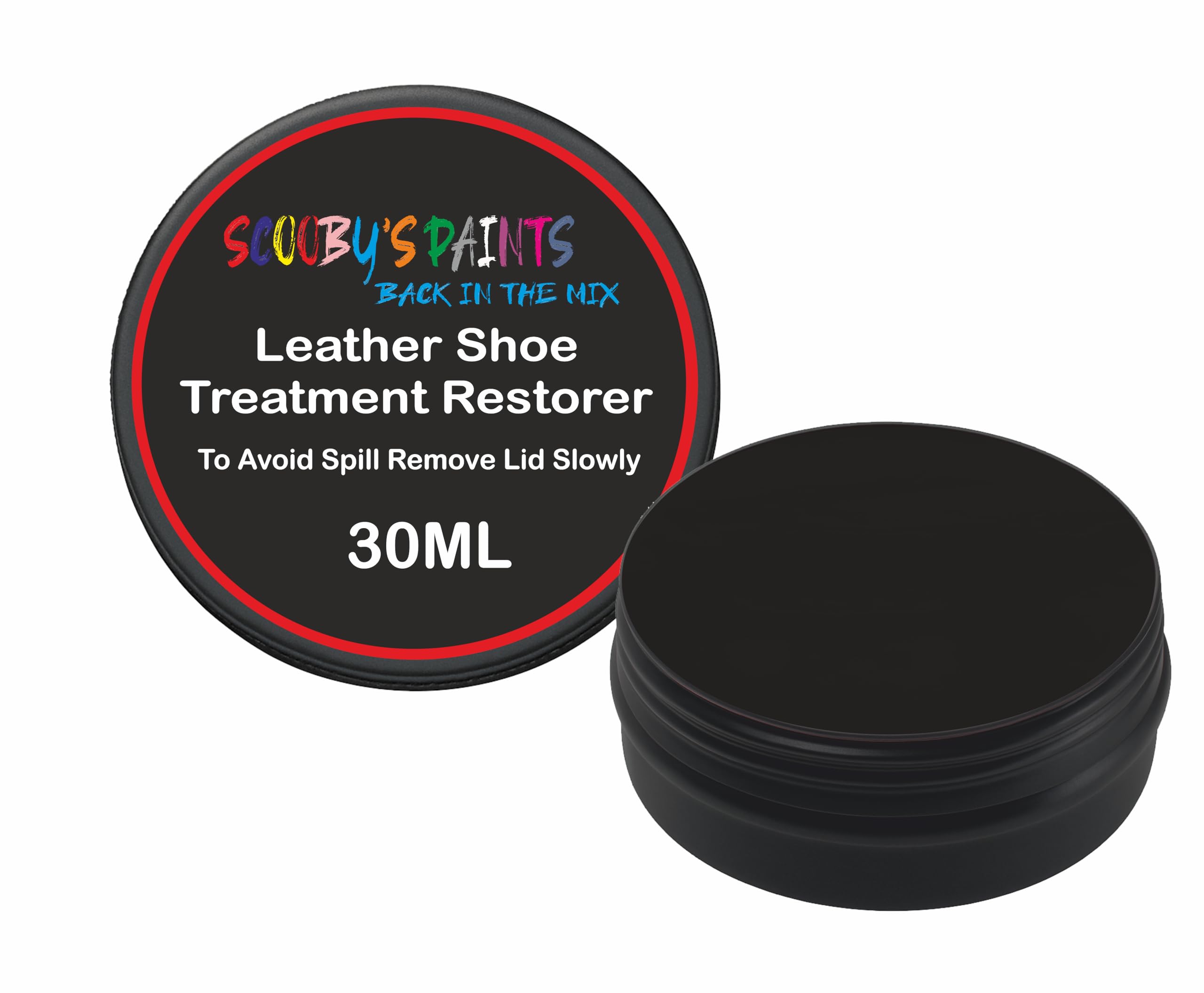 Scooby Paints Leather Shoe Colour Restorer Recolouring Balm Repair Treatment for Faded & Worn Absorbent Leather Furniture, Sofas, Chairs (BLACK)