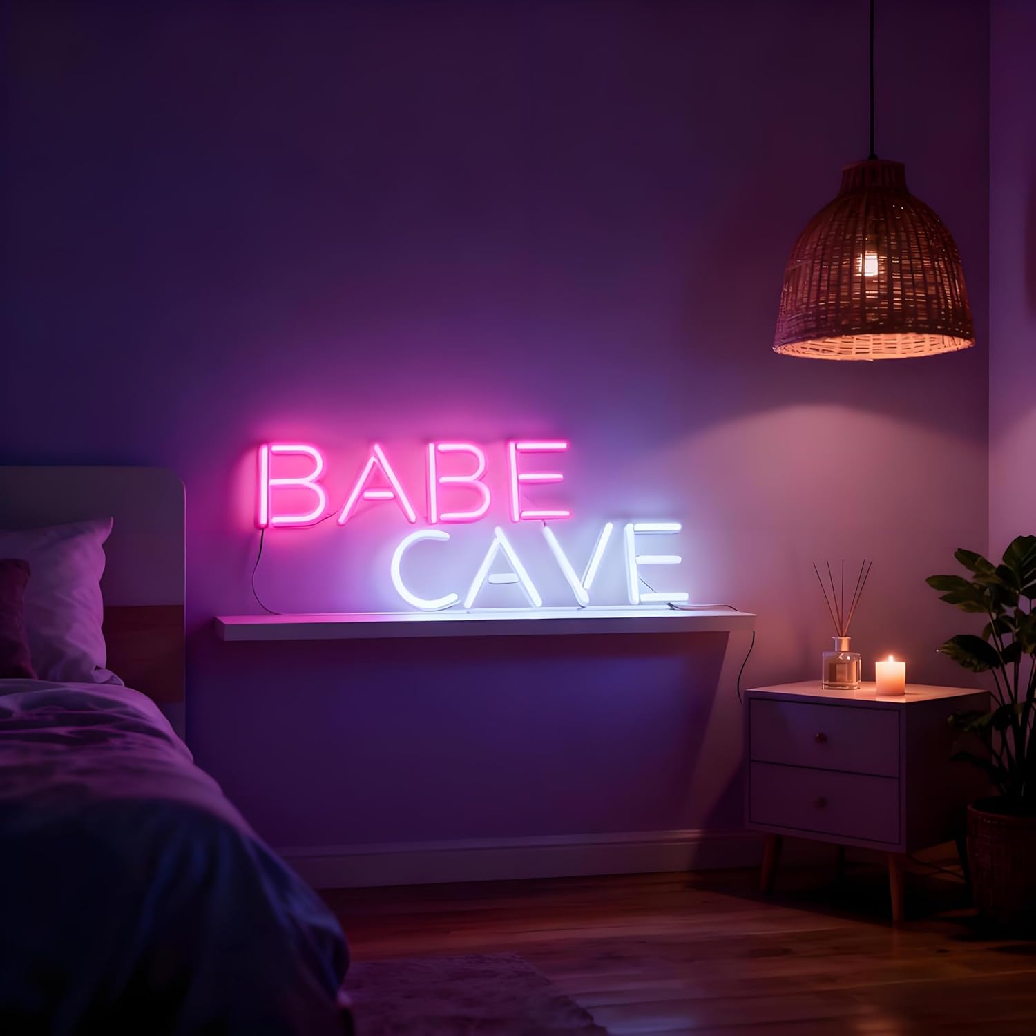 Babe Cave Neon Sign for Wall Decor Pink Light Up Letters Led Sign Birthday Party Gifts Led Decorative Night Signs Girl’s Room Decorations Christmas Gift for Friend Family Home Bedroom