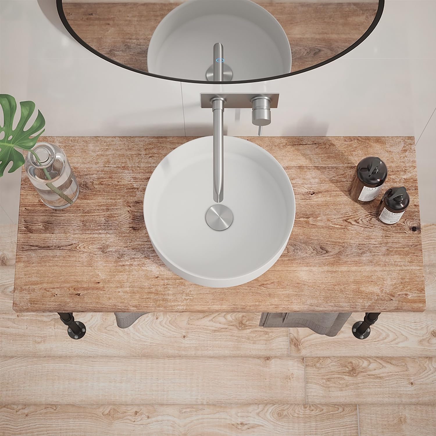 Lavabo da Appoggio Senza Troppo Pieno 36x36x12 cm Tondo in Ceramica Bianco Lucido per Mensole da Bagno Sospese