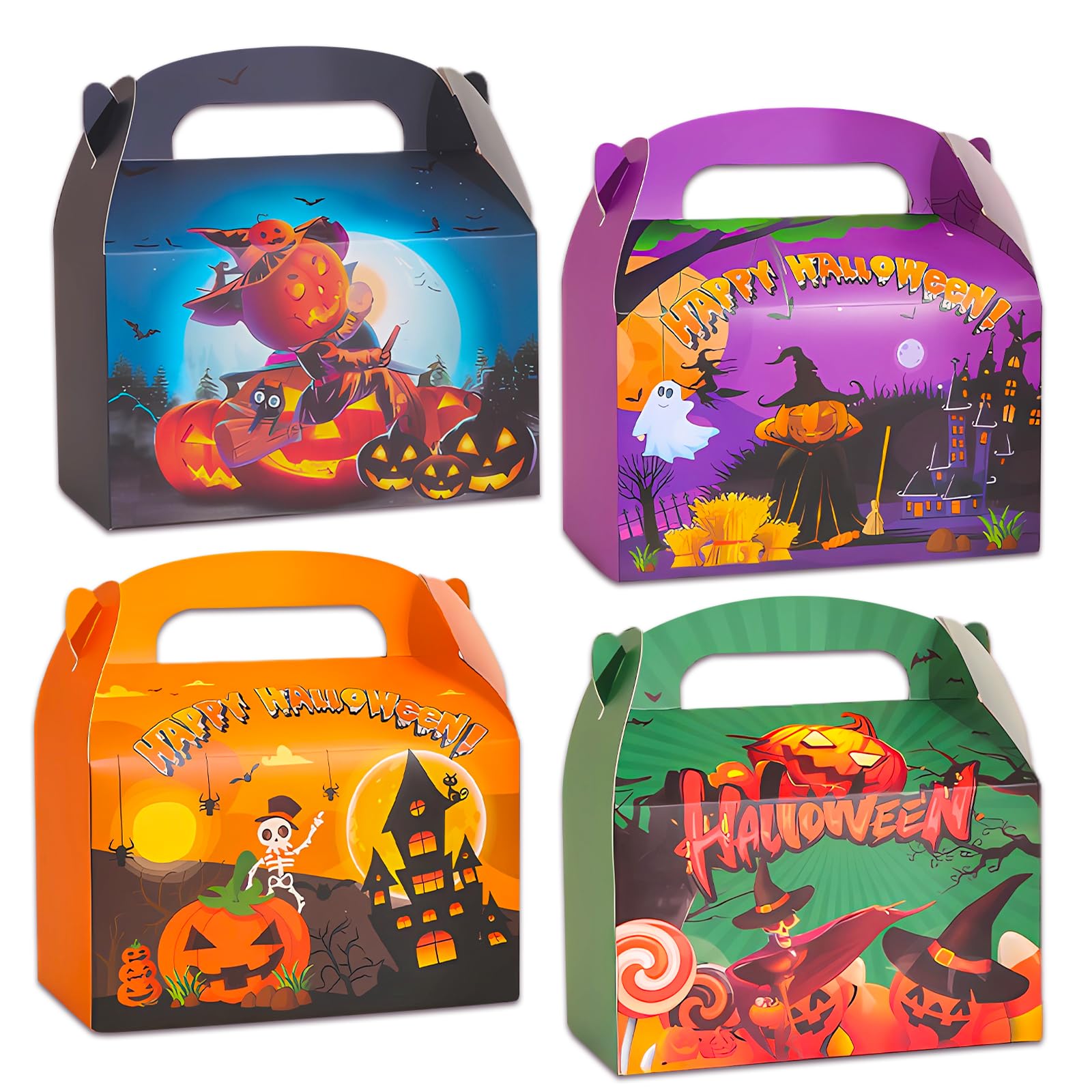 12 Piece Halloween Candy Boxes - Pumpkin Candy Box & Treat Boxes for Kids Party Favors - Store Snacks, Gifts & Sweets