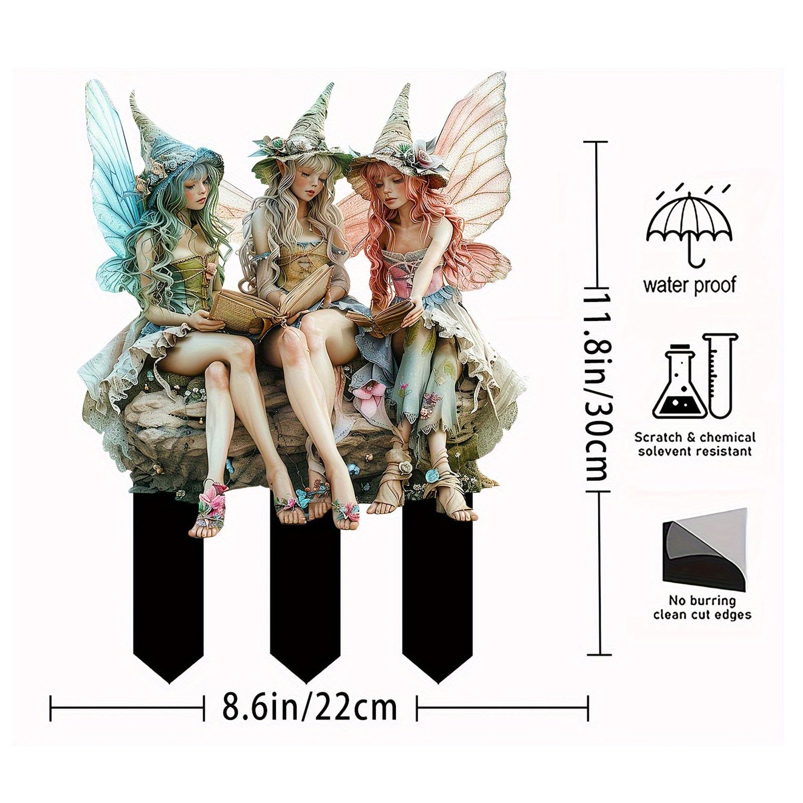 Fairy Garden Stakes - Acrylic Elf & Flower Decor For Pots, Gardens, And Indoor Plants