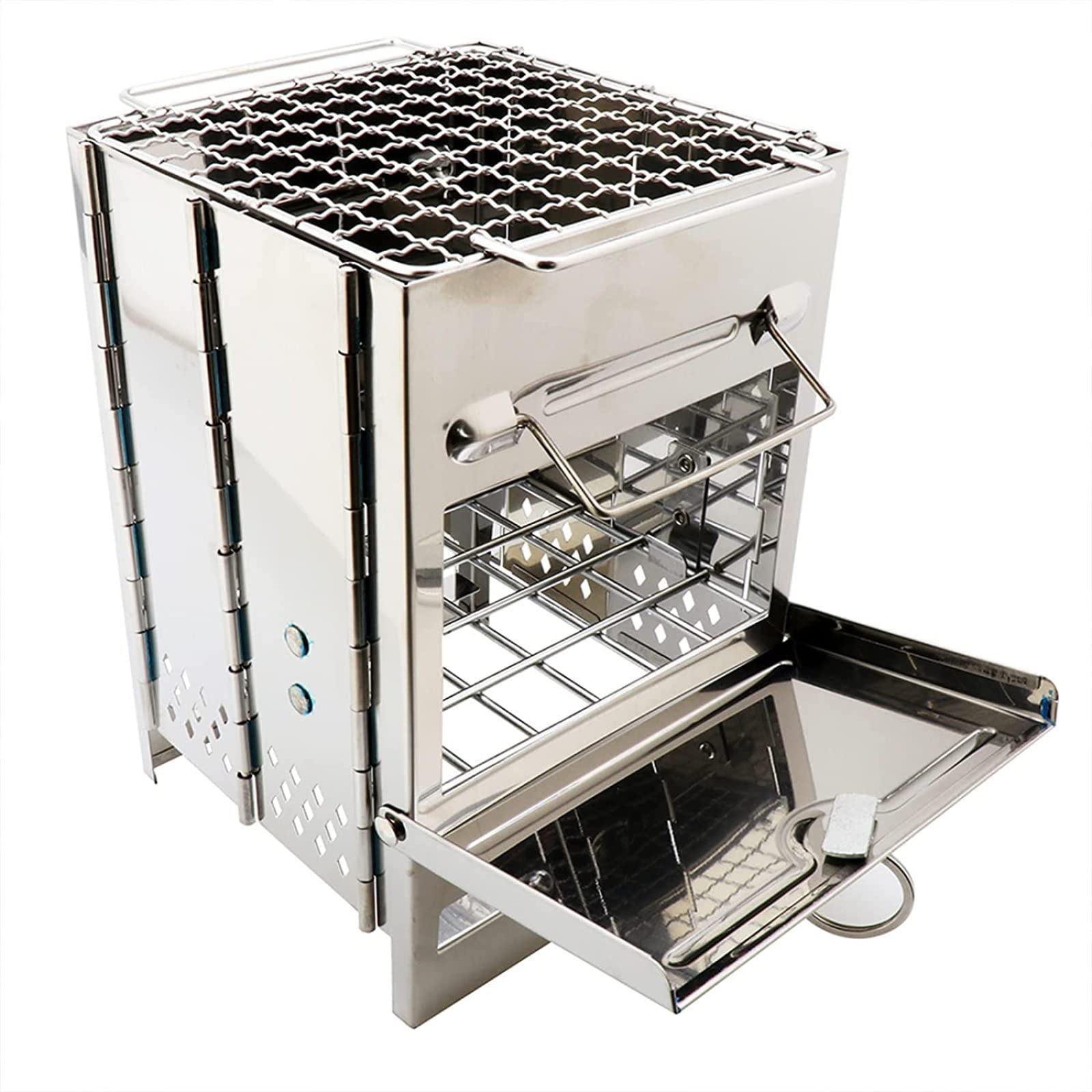 Griglia da Campeggio Portatile Pieghevole in Legno a Carbone Fornello per Barbecue con Borsetta per Picnic, Escursionismo, Cucina in Giardino