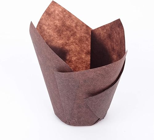 Vista 9 de GOLDEN APPLE, 100 piezas de tulipanes para cupcakes de loto pergamino para hornear muffins, tazas para bodas, cumpleaños, baby showers, natural)