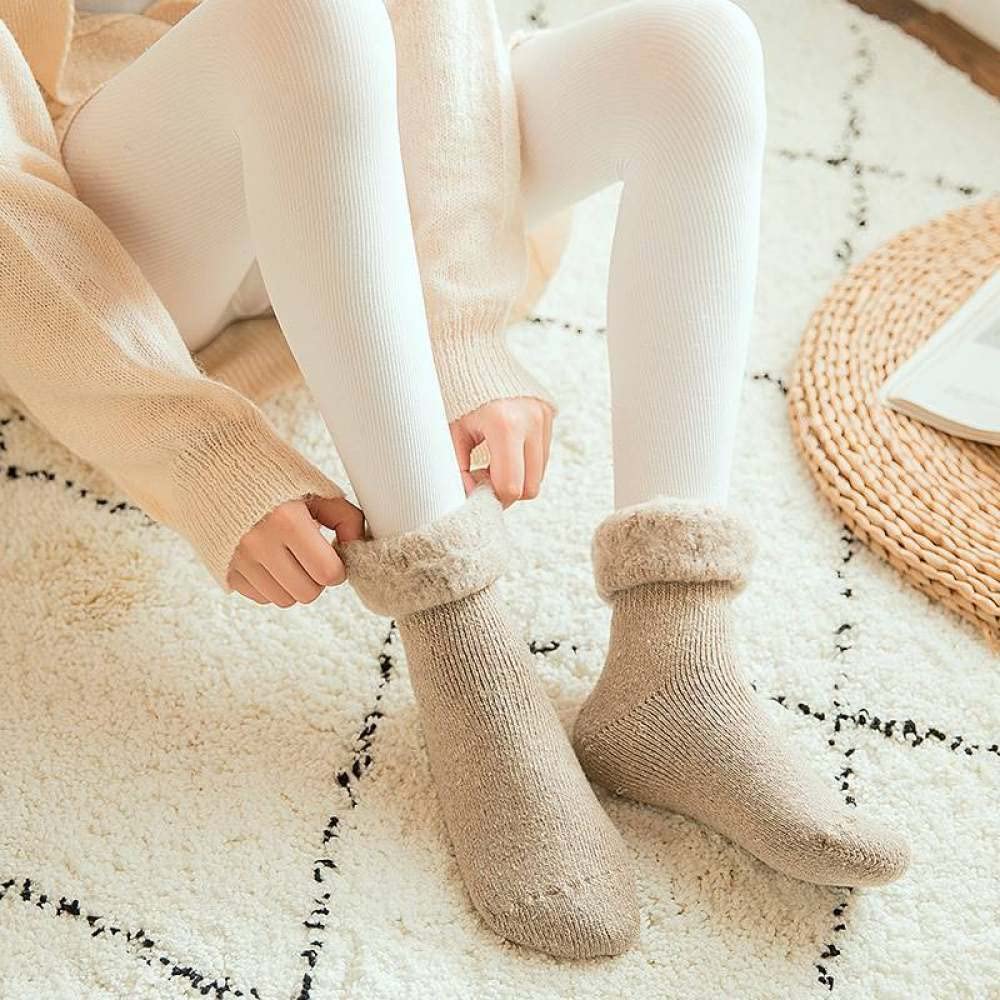 Calzini da Donna - 6 Paia di Calzini da Neve Extra Spessi, Calzini in Cotone Peluche Solido, Calzini Termici da Esterno per Interni alla Moda Invernale, Calzini da Pavimento per La C