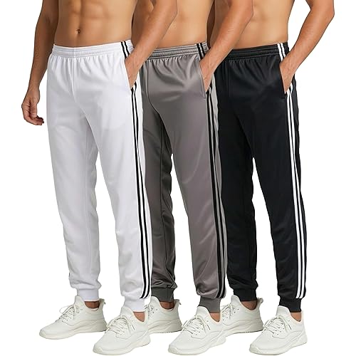 Real Essentials 3 Pack: Men's Tricot Active Athletic Jogger - Running Sweatpants Workout Gym with Pockets (Big & Tall)