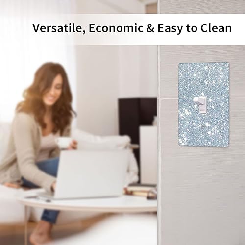 Miniatura 4 de Placa de pared plateada para interruptor de luz brillante, cubierta de interruptor de palanca individual, 1 placa de interruptor de banda, placas