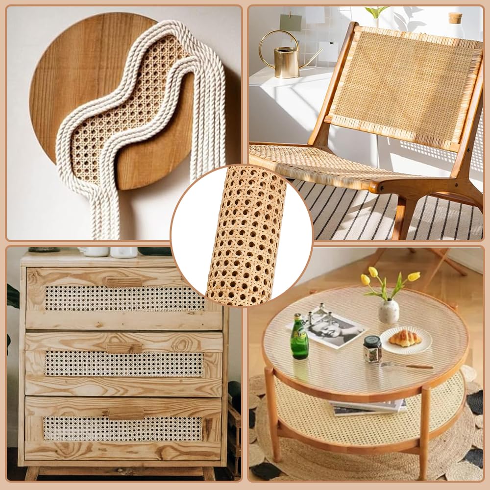 Kleemeiero Rattan Naturale Rotolo 1*0.4m Fettuccia Natuaral in Rattan Fettuccia in Rattan per Mobili Fettuccia in Rotolo di Canna Intrecciata Rattan Rotolo per Fai da Te Sedie, Cestini, Sottobicchieri