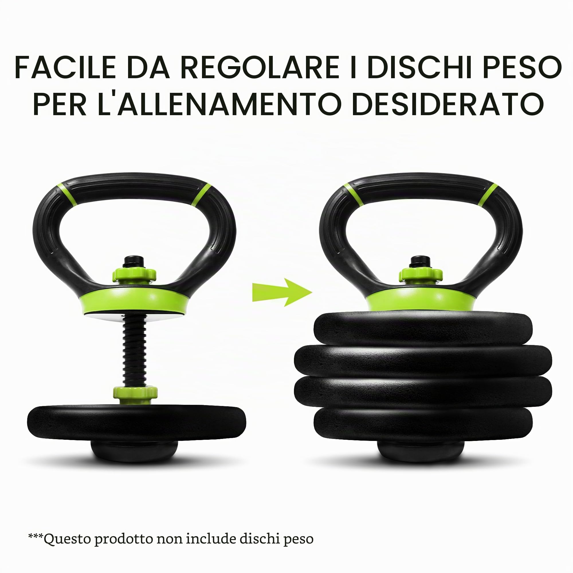 Yes4All Impugnatura regolabile per Kettlebell, convertitore di piastre di peso