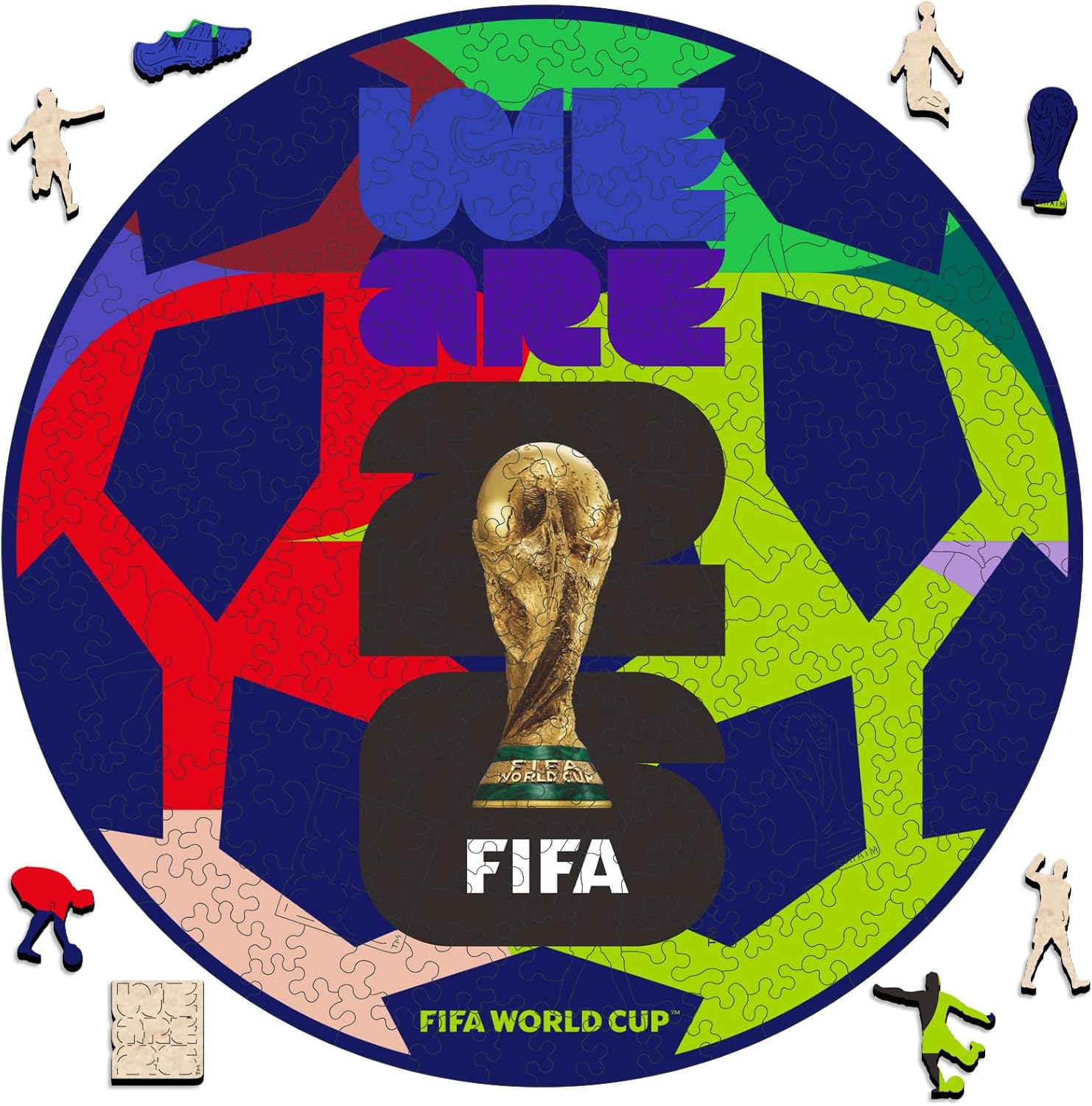 Official FIFA World Cup 2026 Edition Football Puzzle for Adults, Wooden Soccer Puzzle Gifts for Men, 200 Pieces Unique Jigsaw Puzzles Soccer Fans Collectible, Home Decoration 11.8 X 11.8 Inch
