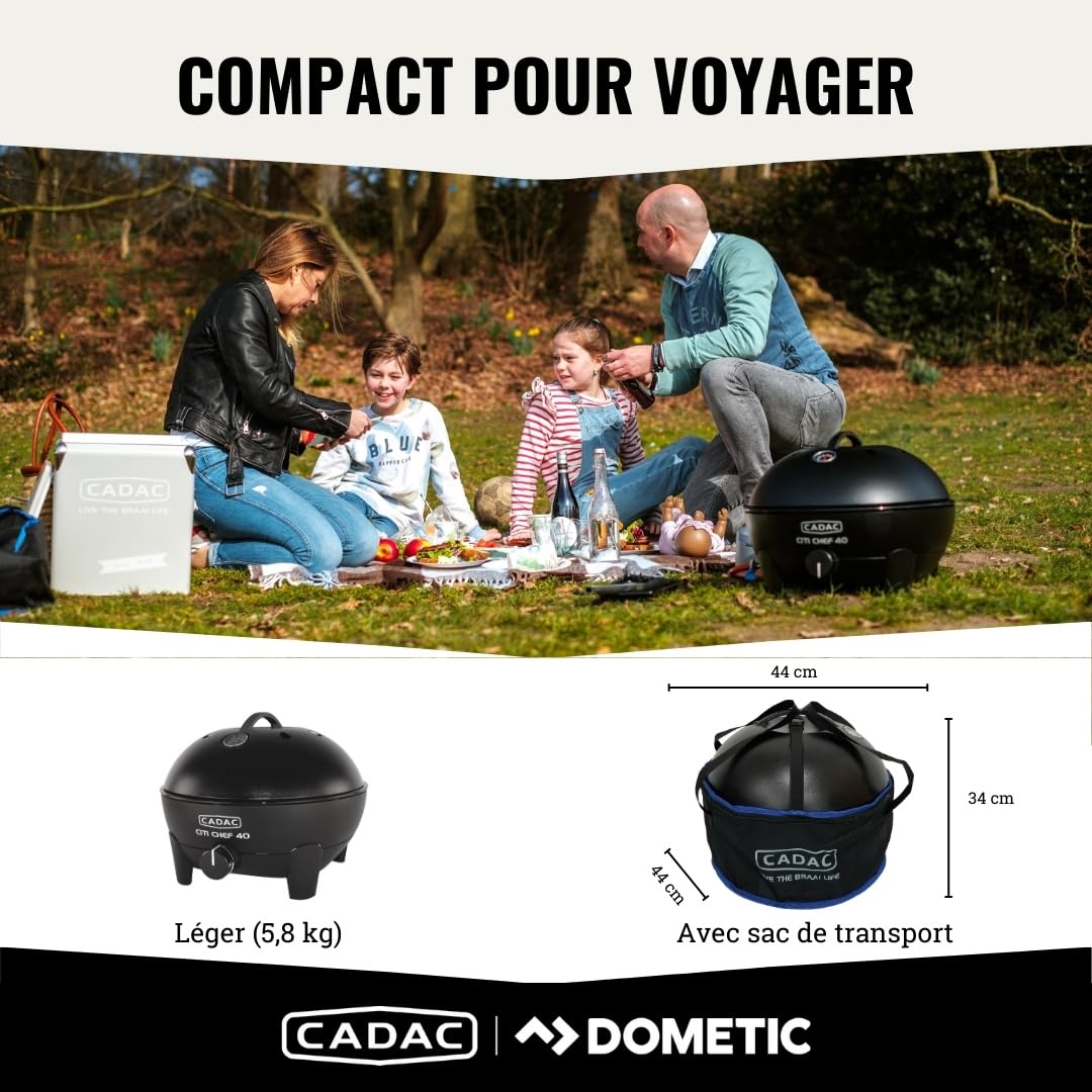 Cadac Citi Chef 40 30mBar - Plastique - Acier - Gril à gaz - Noir - Gril à gaz