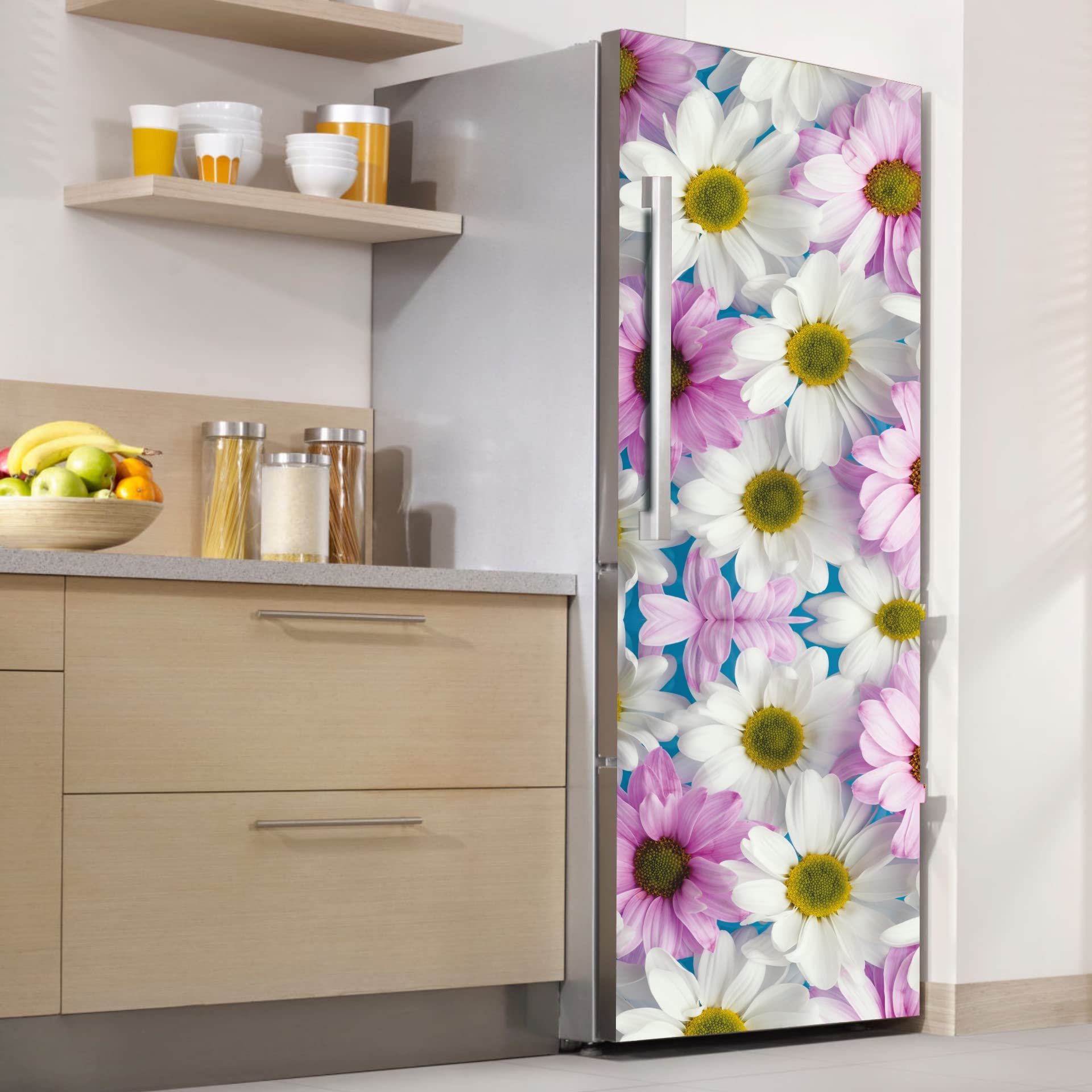 Sai Arts Decorative Flower Design for Single Door, Double Door Fridge Sticker/Wallpaper Poster Self Adhesive Vinyl Waterproof Sticker for Kitchen Decoration (Size 61x160 cm) (fridge4) (B09YYRNK6T) Amazon Price History, Amazon Price Tracker